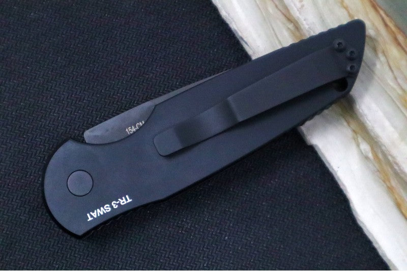 Pro Tech Tactical Response 3 Auto LEFT HAND - Black Anodized Aluminum Handle / Black DLC Blade / CPM-154CM TR-3 L-2