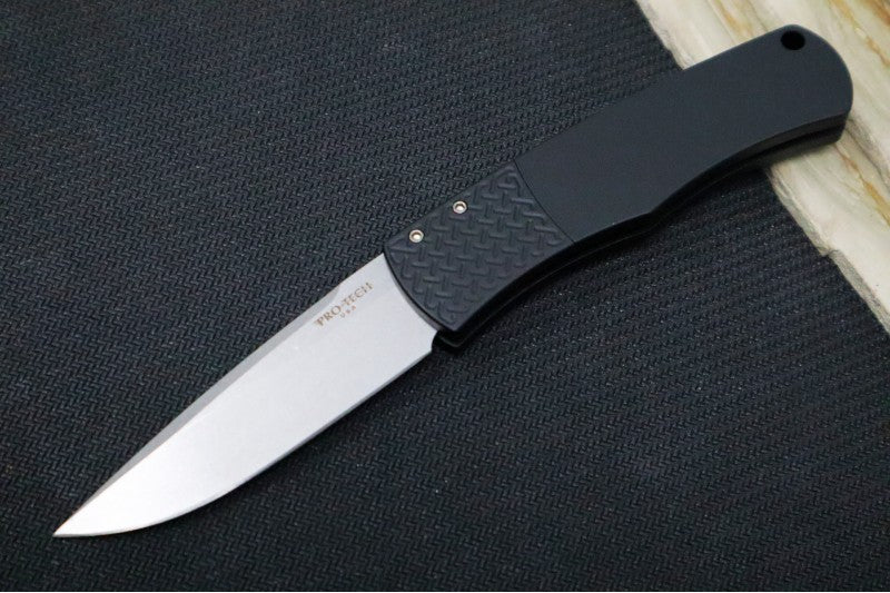 Pro Tech "Whiskers" Auto - Black Aluminum Handle / Stonewash Finish / 154-CM Steel / Drop Point Blade BR-1.3 - Northwest Knives
