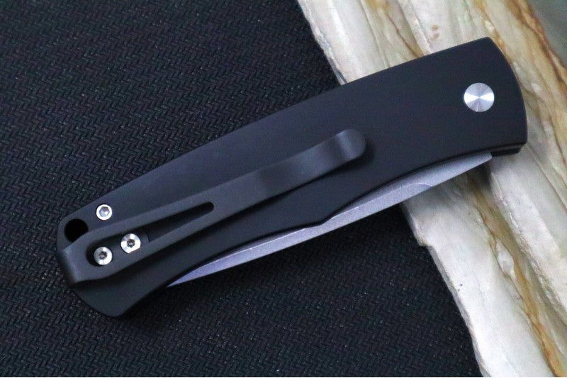 Pro Tech "Whiskers" Auto - Black Aluminum Handle / Stonewash Finish / 154-CM Steel / Drop Point Blade BR-1.3