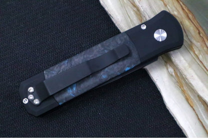 Pro Tech Godson Auto - Black Anodized Aluminum Handle w/ "Dark Matter" Blue Carbon Fiber Inlay / Black DLC Blade 7FC31