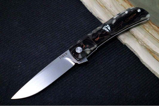 Finch Knives Chernobyl Ant - Satin Drop Point Blade / 14C28N Steel / Glow Raffir Resin Handle Inlays CA505