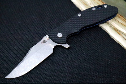 Rick Hinderer Knives XM-24 - 4" Bowie Blade / CPM-20CV / Black G-10 / Battle Blue Titanium Frame