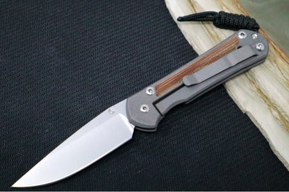 Chris Reeve Knives Small Sebenza 31 LEFT HAND - Drop Point / Natural Canvas Micarta Inlay