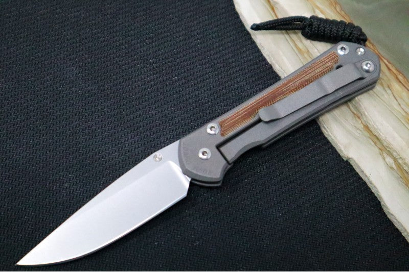 Chris Reeve Knives Small Sebenza 31 LEFT HAND - Drop Point / Natural Canvas Micarta Inlay S31-1213