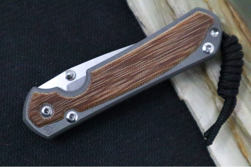 Chris Reeve Knives Small Sebenza 31 LEFT HAND - Drop Point / Natural Canvas Micarta Inlay S31-1213