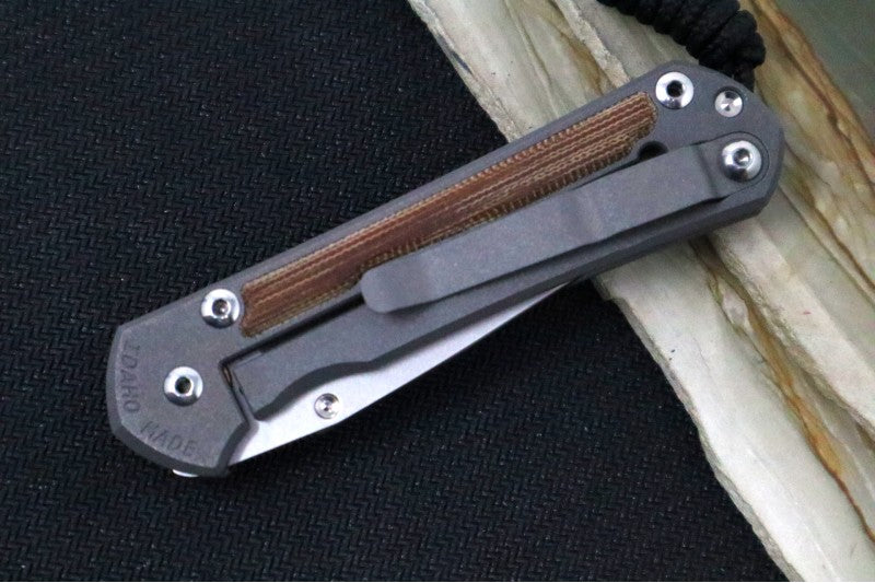 Chris Reeve Knives Small Sebenza 31 LEFT HAND - Drop Point / Natural Canvas Micarta Inlay S31-1213