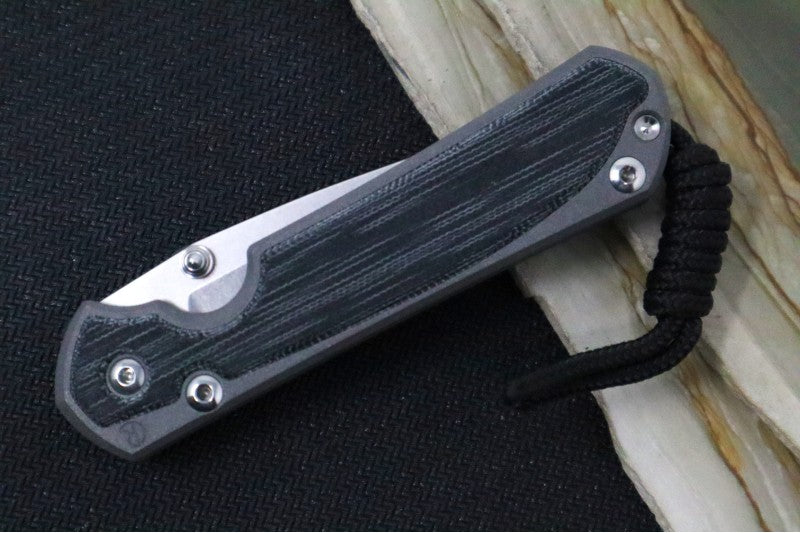 Chris Reeve Knives Small Sebenza 31 LEFT HAND - Drop Point / Black Canvas Micarta Inlay S31-1201