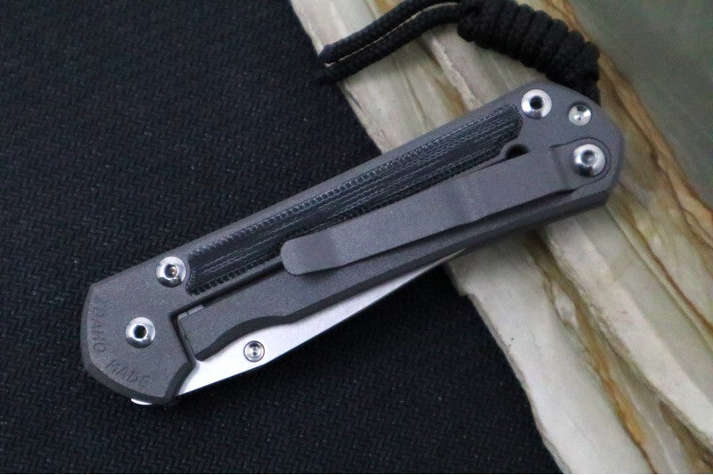 Chris Reeve Knives Small Sebenza 31 LEFT HAND - Drop Point / Black Canvas Micarta Inlay S31-1201
