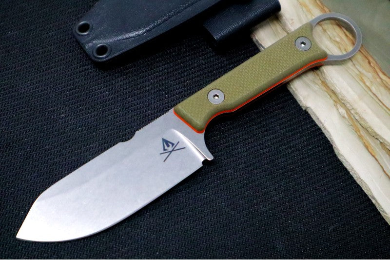 White River Knives 3.5" Firecraft  - CPM-S35VN Steel / Orange & OD Green Textured G-10 Handle WRFC3.5-PRO-TGO