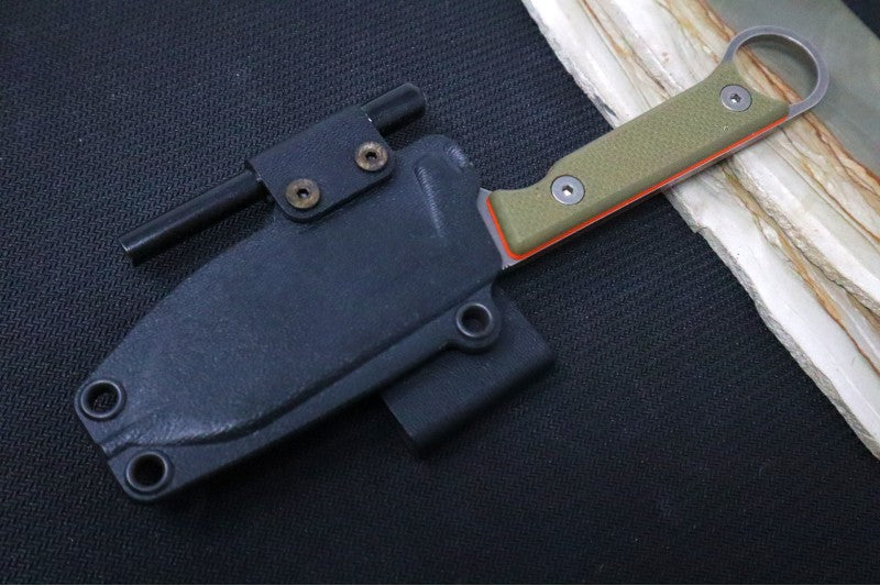 White River Knives 3.5" Firecraft  - CPM-S35VN Steel / Orange & OD Green Textured G-10 Handle WRFC3.5-PRO-TGO