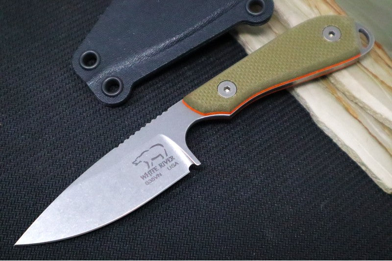 White River Knives Backpacker Pro - CPM-S35VN Steel / Orange & OD Green G10 Handle WRM1-TGO