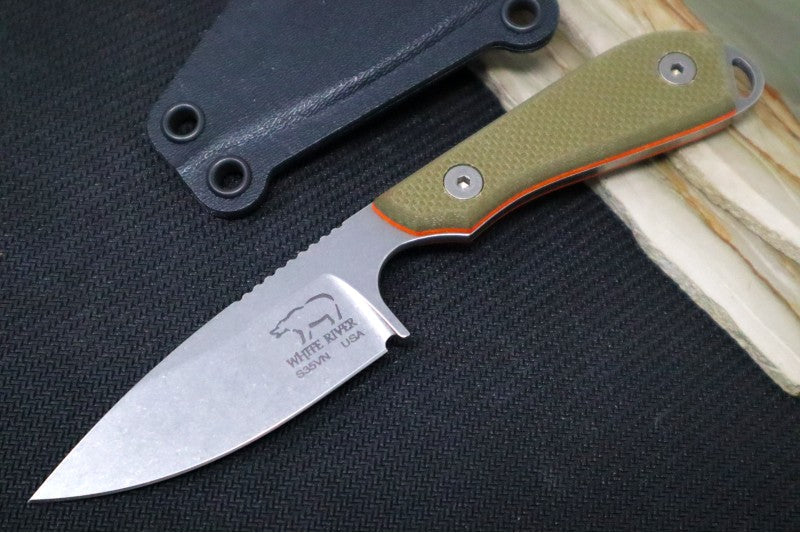 White River Knives Backpacker Pro - CPM-S35VN Steel / Orange & OD Green G10 Handle WRM1-TGO - Northwest Knives