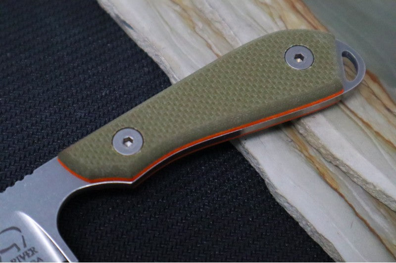 White River Knives Backpacker Pro - CPM-S35VN Steel / Orange & OD Green G10 Handle WRM1-TGO