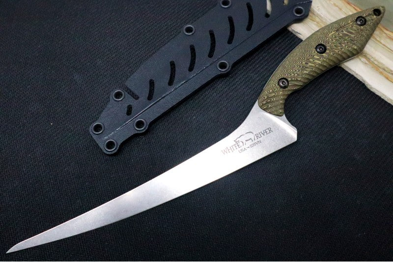 White River Step-Up Fillet 8" - Maple & Black Richlite Handle / CPM-S35VN steel WRSUF8-RMB