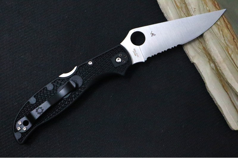 Spyderco Stretch 2 XL Lightweight - Black FRN Handle / Satin Partial Serrated Blade / VG-10 Steel - C258PSBK