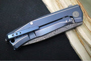 Lionsteel Myto Flipper - Drop Point Blade / Chad Nichols Raindrop Damascus / Blue Anodized Titanium Handle MT01DBL - Northwest Knives