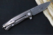 Lionsteel Myto Flipper - Drop Point Blade / Chad Nichols Raindrop Damascus / Grey Anodized Titanium Handle MT01DGY - Northwest Knives