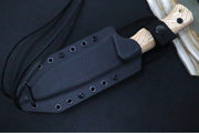 Lionsteel T6 Fixed Blade Hunting Knife - Natural Canvas Micarta Handle / "Old Black" Coating / K490 Steel - Northwest Knives