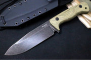 Lionsteel T6 Fixed Blade Hunting Knife - Green Canvas Micarta Handle / "Old Black" Coating / K490 Steel - Northwest Knives