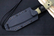 Lionsteel T6 Fixed Blade Hunting Knife - Green Canvas Micarta Handle / "Old Black" Coating / K490 Steel - Northwest Knives