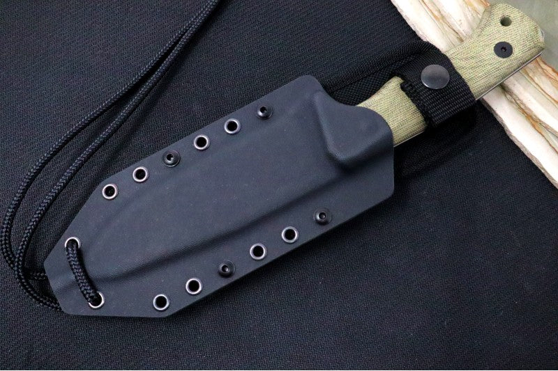 Lionsteel T6 Fixed Blade Hunting Knife - Green Canvas Micarta Handle / "Old Black" Coating / K490 Steel - Northwest Knives