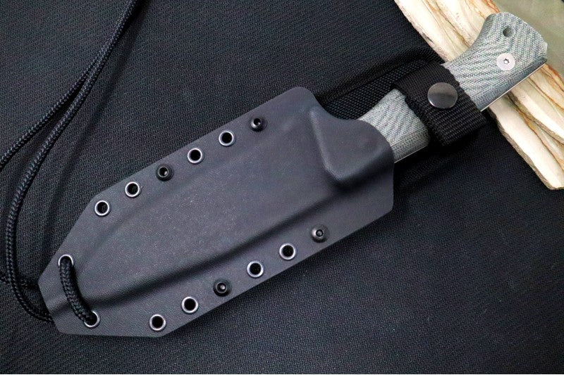 Lionsteel T6 Fixed Blade Hunting Knife - Black Canvas Micarta Handle / Satin Finish / K490 Steel