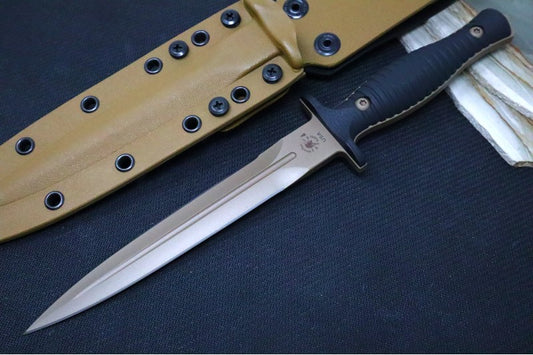 Spartan Blades V-14 Fixed Blade - FDE Blade / Black Handle Scales / FDE Kydex Sheath SB27DEBKKYTN