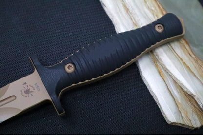 Spartan Blades V-14 Fixed Blade - FDE Blade / Black Handle Scales / FDE Kydex Sheath SB27DEBKKYTN