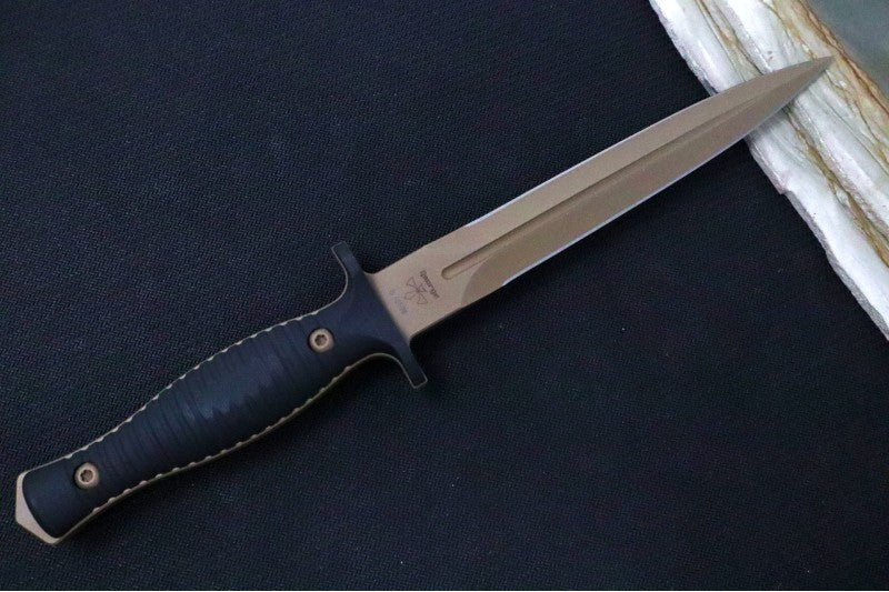 Spartan Blades V-14 Fixed Blade - FDE Blade / Black Handle Scales / FDE Kydex Sheath SB27DEBKKYTN