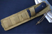 Spartan Blades Difensa Fixed Blade - Flat Dark Earth Blade / Black Handle Scales / Tan Nylon Sheath SB19DEBKNLTN - Northwest Knives