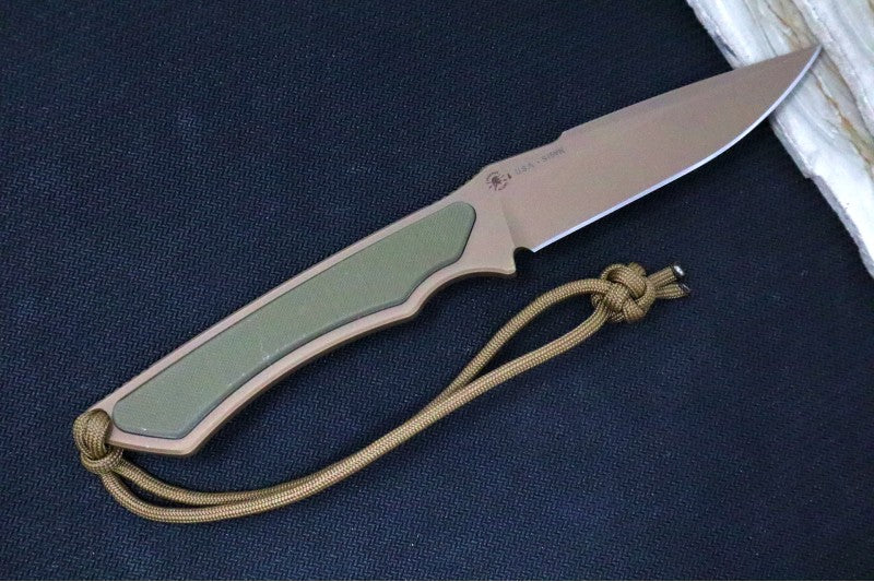 Spartan Blades Phrike Fixed Blade - Flat Dark Earth Blade / Green G10 Handle / Tan Kydex Sheath SB17DEGRKYTN