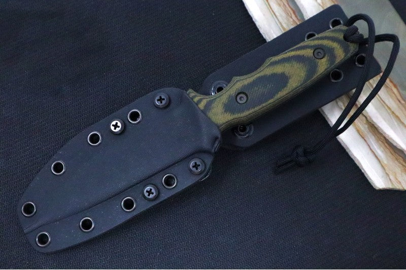 Spartan Blades Harsey Tactical Trout Fixed Blade - Black Blade / Camo Micarta Handle / Black Kydex Retention Sheath SB43BKCMKYBK