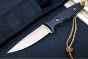 Spartan Blades Harsey Tactical Trout Fixed Blade - FDE Blade / Black Micarta Handle / Black Nylon Retention Sheath SB43DEBKNLBK - Northwest Knives