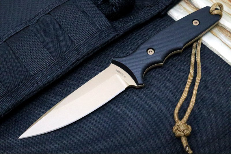 Spartan Blades Harsey Tactical Trout Fixed Blade - FDE Blade / Black Micarta Handle / Black Nylon Retention Sheath SB43DEBKNLBK - Northwest Knives
