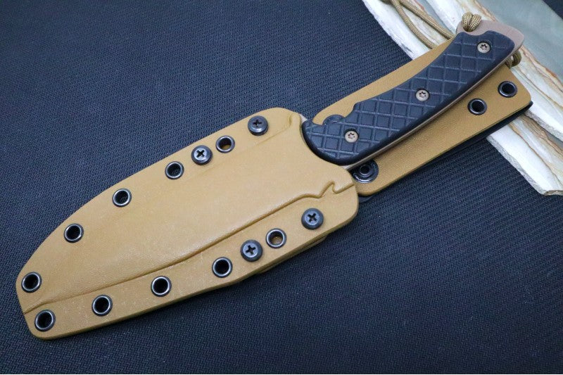 Spartan Blades Horkos Fixed Blade - FDE Blade / Black Micarta Handle / Tan Kydex Retention Sheath SB4DEBKKYTN