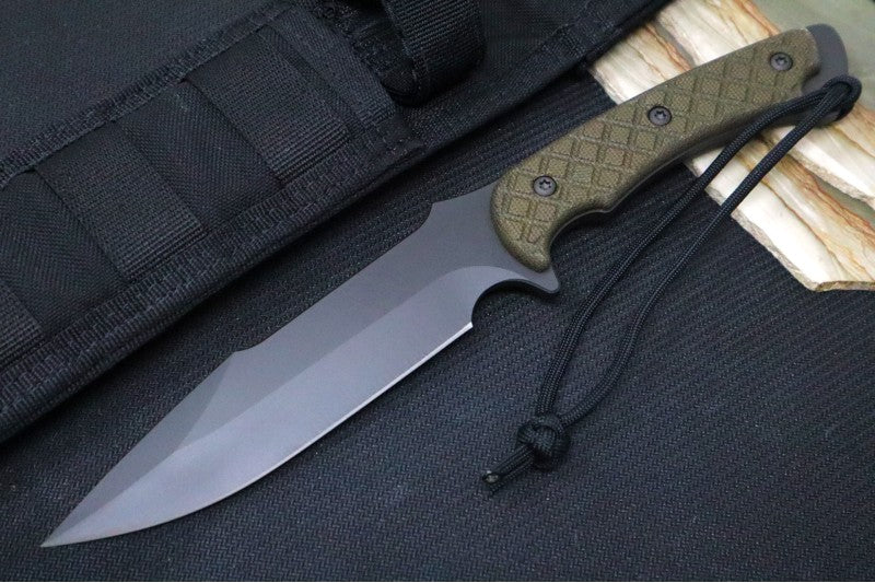 Spartan Blades Horkos Fixed Blade - Black Blade / Green Micarta Handle / Black Nylon Retention Sheath SB4BKGRNLBK