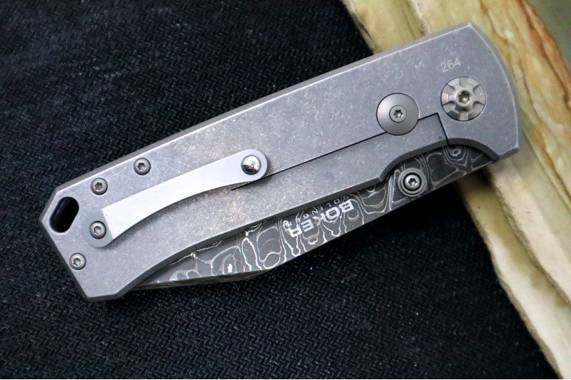 Boker Tiger Damascus - Chad Nichols Intrepid Damascus Blade / Burlap Micarta Handle Scales 111103DAM