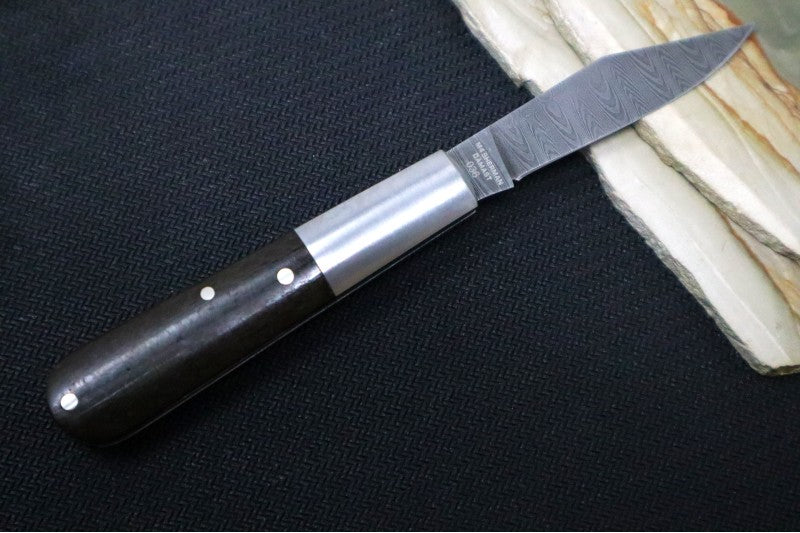 Boker Barlow M4 Sherman Damascus - Chad Nichols Ladder Damascus / Brown Burlap Micarta Handle 110038DAM