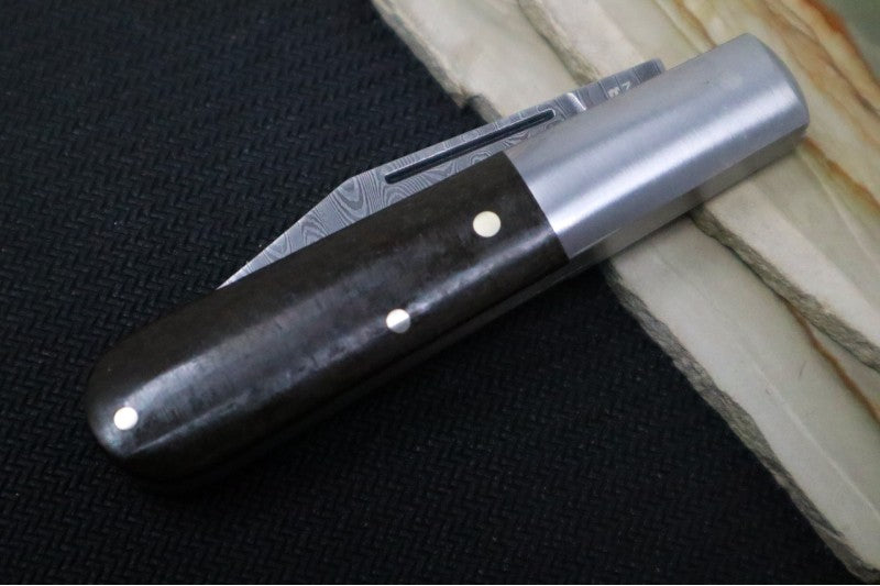 Boker Barlow M4 Sherman Damascus - Chad Nichols Ladder Damascus / Brown Burlap Micarta Handle 110038DAM