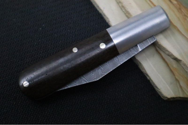 Boker Barlow M4 Sherman Damascus - Chad Nichols Ladder Damascus / Brown Burlap Micarta Handle 110038DAM