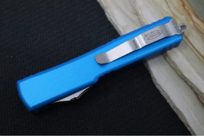 Microtech UTX-70 OTF - Blue Handle / Satin Single Edge Blade - 148-4BL