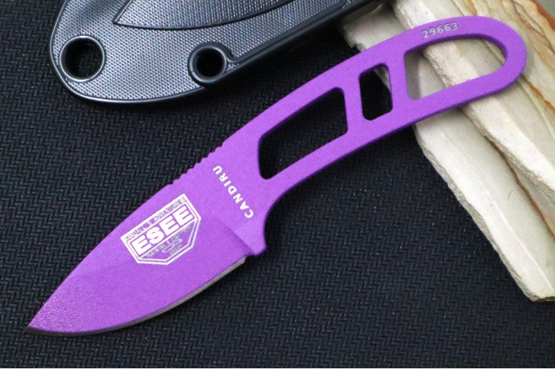 Esee Knives Candiru - Purple Skeletonized Handle / 1095 Steel / Purple Textured Powdered Blade CAN-PURP-BLK-E
