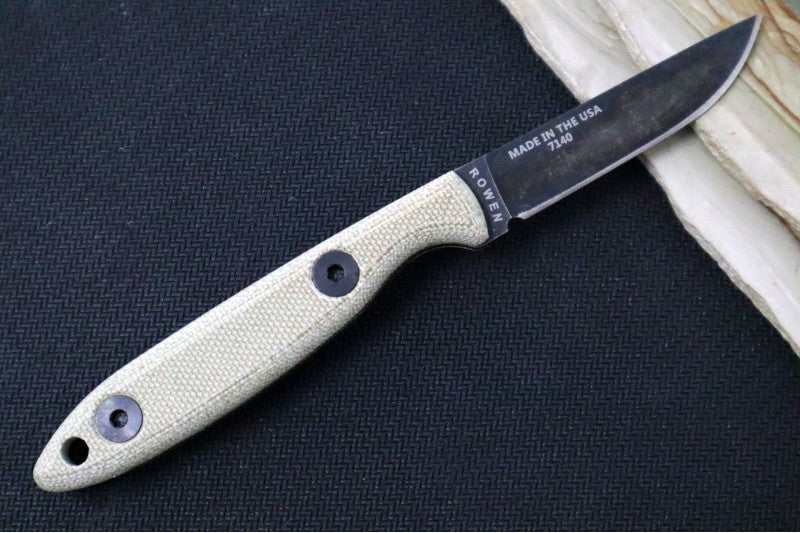 Esee Knives CR2.5 - Canvas Micarta Handle / 1095 Steel / Black Oxide Stonewash Finish / Leather Sheath ESEE-CR2.5-BO