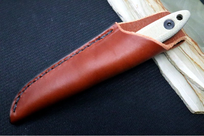 Esee Knives CR2.5 - Canvas Micarta Handle / 1095 Steel / Black Oxide Stonewash Finish / Leather Sheath ESEE-CR2.5-BO