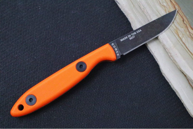 Esee Knives CR2.5 - Orange G10 Handle / 1095 Steel / Black Oxide Stonewash Finish / Leather Sheath ESEE-CR2.5-OR