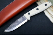 Esee Knives RB3 - Natural Canvas Micarta Handle / 1095 Steel / Black Oxide Stonewash Finish / Leather Sheath ESEE-RB3-BO - Northwest Knives