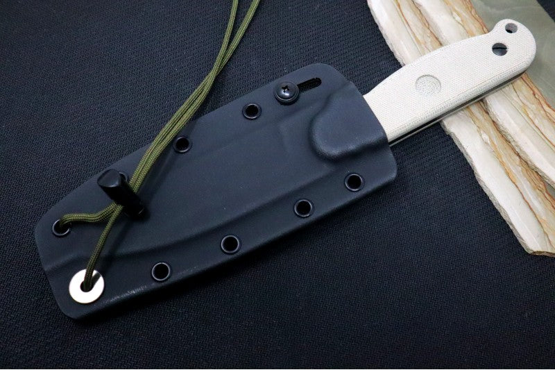 Esee Knives Laser Strike - Natural Canvas Micarta Handle / 1095 Steel / Black Textured Powdered Coating Finish ESEE-LS-P-E