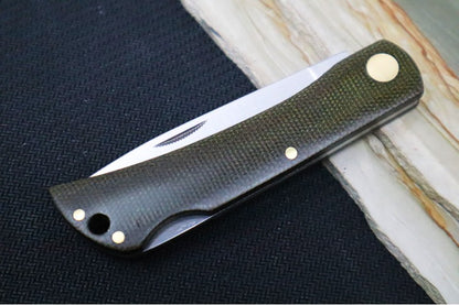 Green Micarta Handle With Decorative Brass Accents | Boker Rangebuster Slipjoint | Northwest Knives