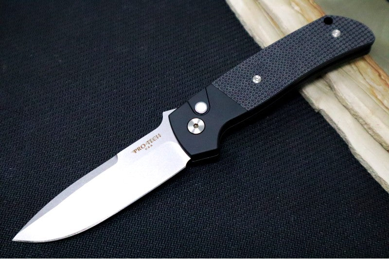 Pro Tech Terzuloa ATCF Auto - Black Aluminum & Textured Black G-10 Handle / 3D Titanium Clip / Stonewash Drop Point Blade / CPM-Magnacut Steel BT2714 - Northwest Knives