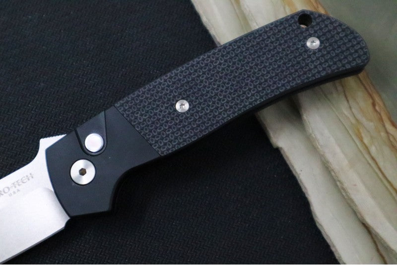 Pro Tech Terzuloa ATCF Auto - Black Aluminum & Textured Black G-10 Handle / 3D Titanium Clip / Stonewash Drop Point Blade / CPM-Magnacut Steel BT2714